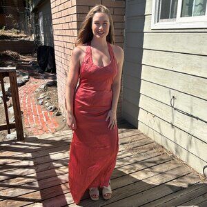 Lulus Organa Rusty Rose Satin Racerback Maxi Dress Pink - Size M